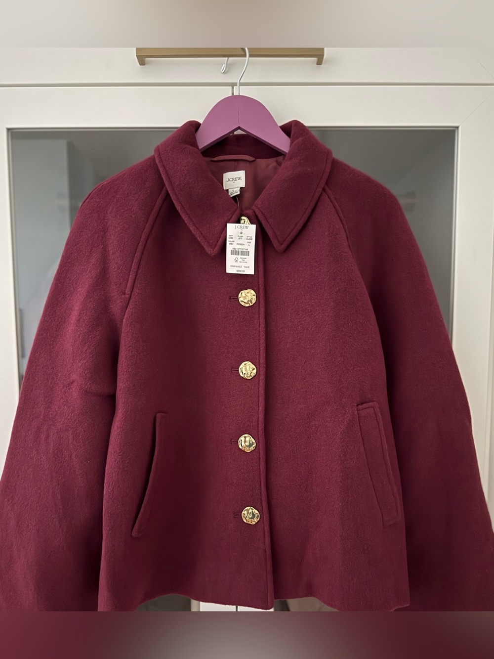 NWT J.Crew Factory Cropped Wool Blend Swing Coat & Buttons | Size L - Picture 3 of 10